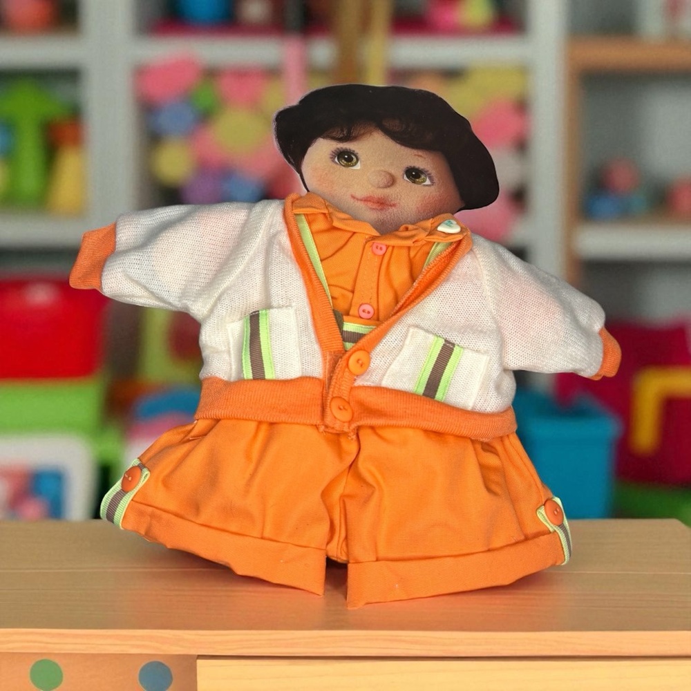 Vintage Mattel My Child Designer Fashion Party Time Outfit Orange Shorts Sweater